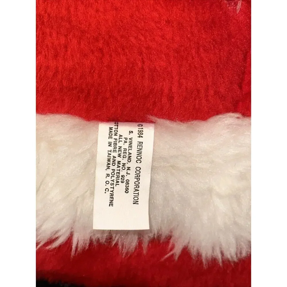 VINTAGE 1984 Rennoc Standing Fat Santa Plush Figure Chubby 15x8